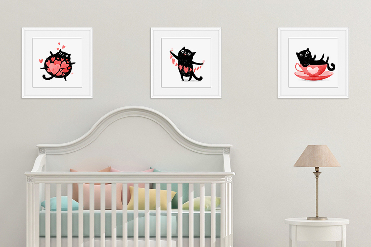 Valentine cats illustrations, a Decorative Illustration by KatPush (Photo 4 of 6)