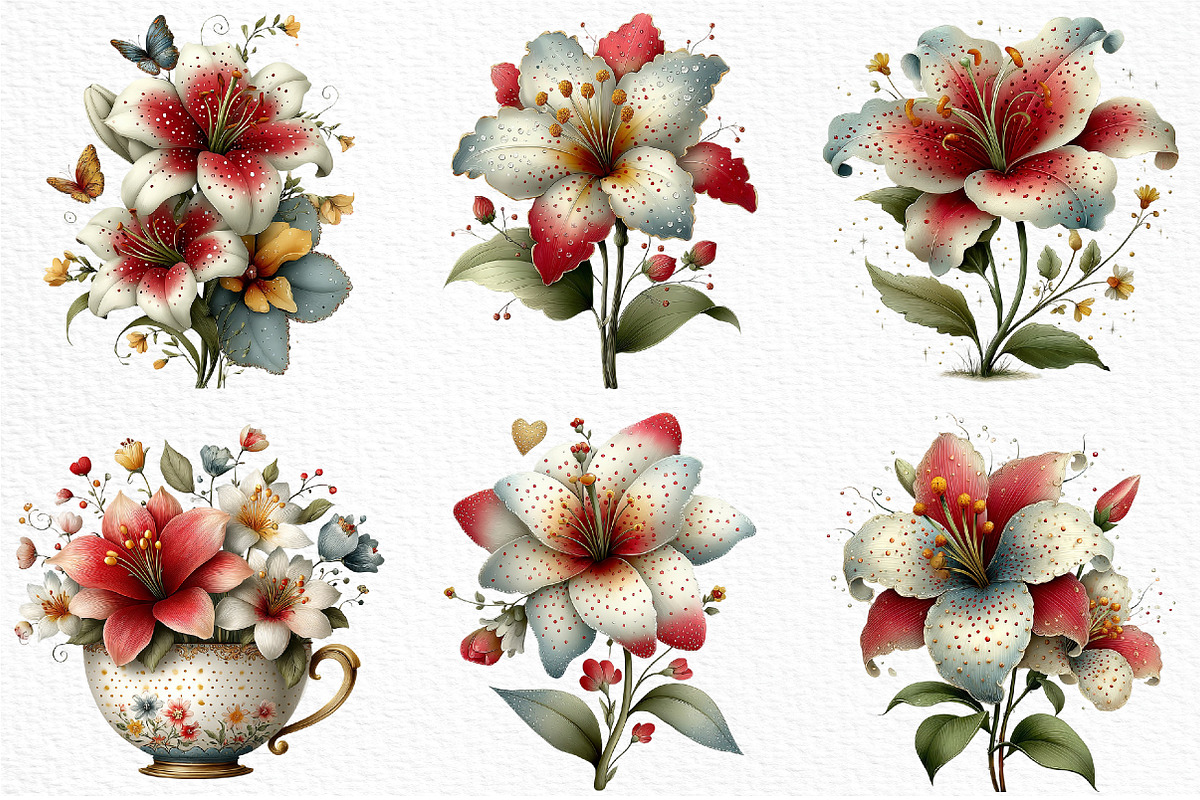 Whimsical Spring Lily Flowers PNG, an Illustration by Craft Nest (Photo 4 of 11)