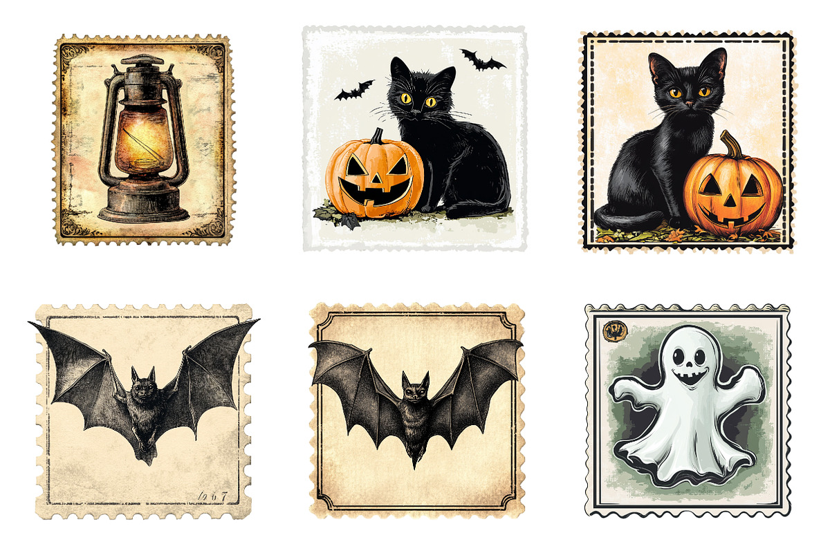Halloween Postage Stamps Clipart Png, a Transportation Illustration by SinaCreation (Photo 2 of 9)