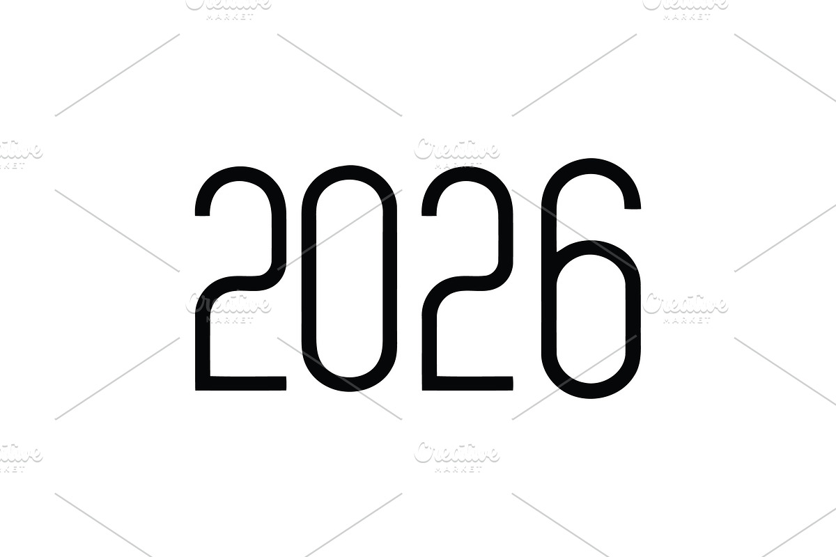 2026 Number Typography Vector Set, a Work Illustration by Vectorium Studio (Photo 13 of 20)