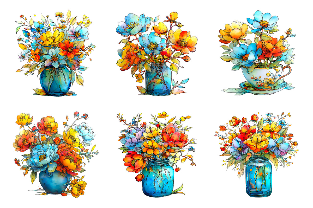 Whimsical Mother's Day Flowers Clipa, an Illustration by SinaCreation (Photo 2 of 8)