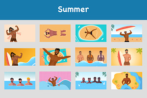 summer vibes background, a Person Illustration by foxndeer