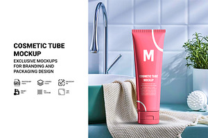 Modern Cosmetic Tube Mockup, a Mockup by AKASH-DESIGNS