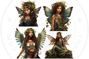 Boho Forest Fairy Clipart PNG