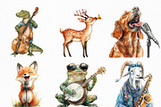 Funny Musical Animals Clipart, an Illustration by Craft Nest (Thumbnail 2 of 6)