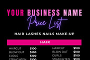 Price List Flyer, Canva Template, a Social Media Template by Cherry Paper Co (Thumbnail 1 of 3)