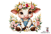 Floral Cow Clipart PNG Bundle, a Graphic by Clipart Bloom (Thumbnail 11 of 12)