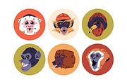 Funny monkeys avatars set + patterns, an Animal Illustration by PaperTrident (Thumbnail 2 of 6)