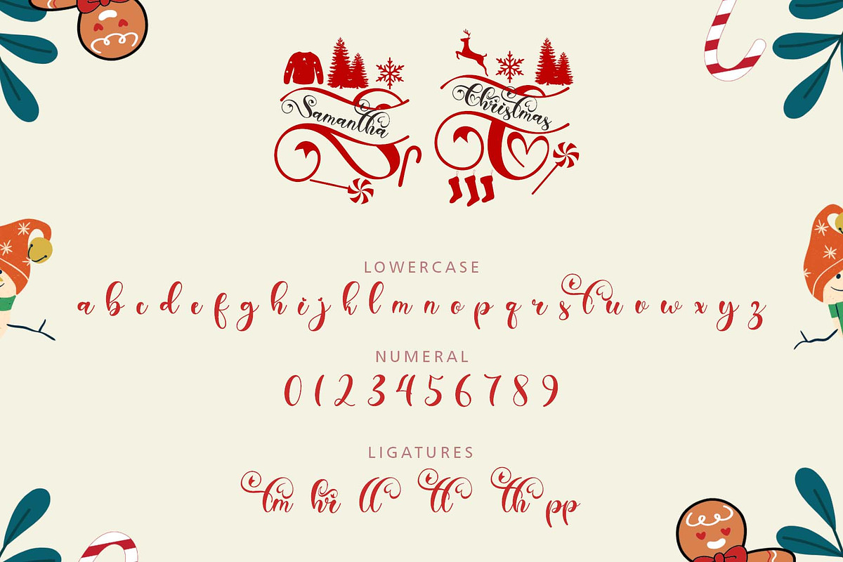 Samantha Christmas Monogram, a Handwritten Font by Yoga Letter (Photo 6 of 7)