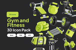 Fitness and Gym 3D Icon Pack, an Object 3D Model by Nate Studios