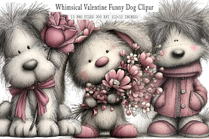 Whimsical Valentine Funny Dog Clipar, an Illustration by GatewayDesign