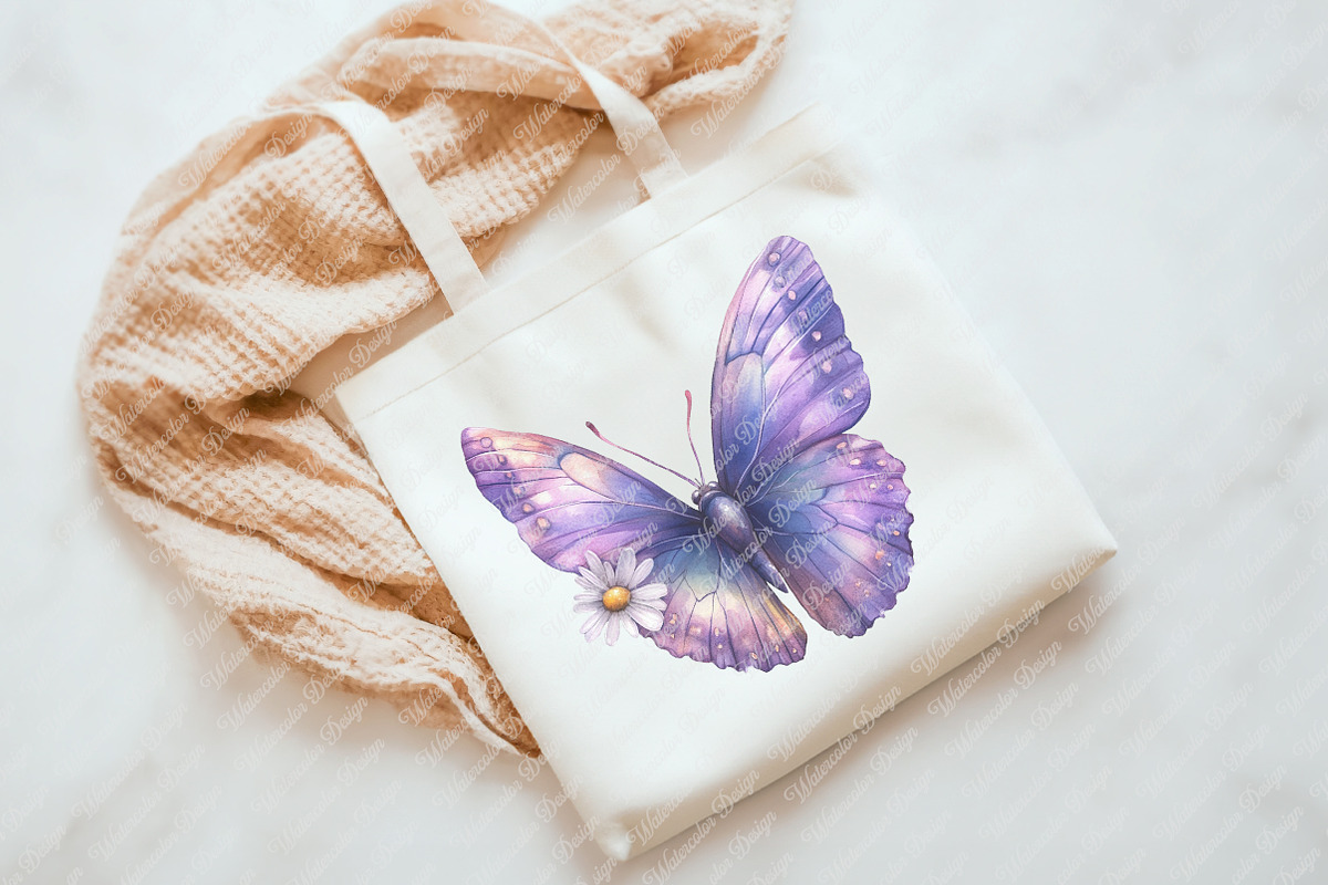 Pastel Purple Butterflies PNG, an Illustration by Watercolor design (Photo 6 of 12)