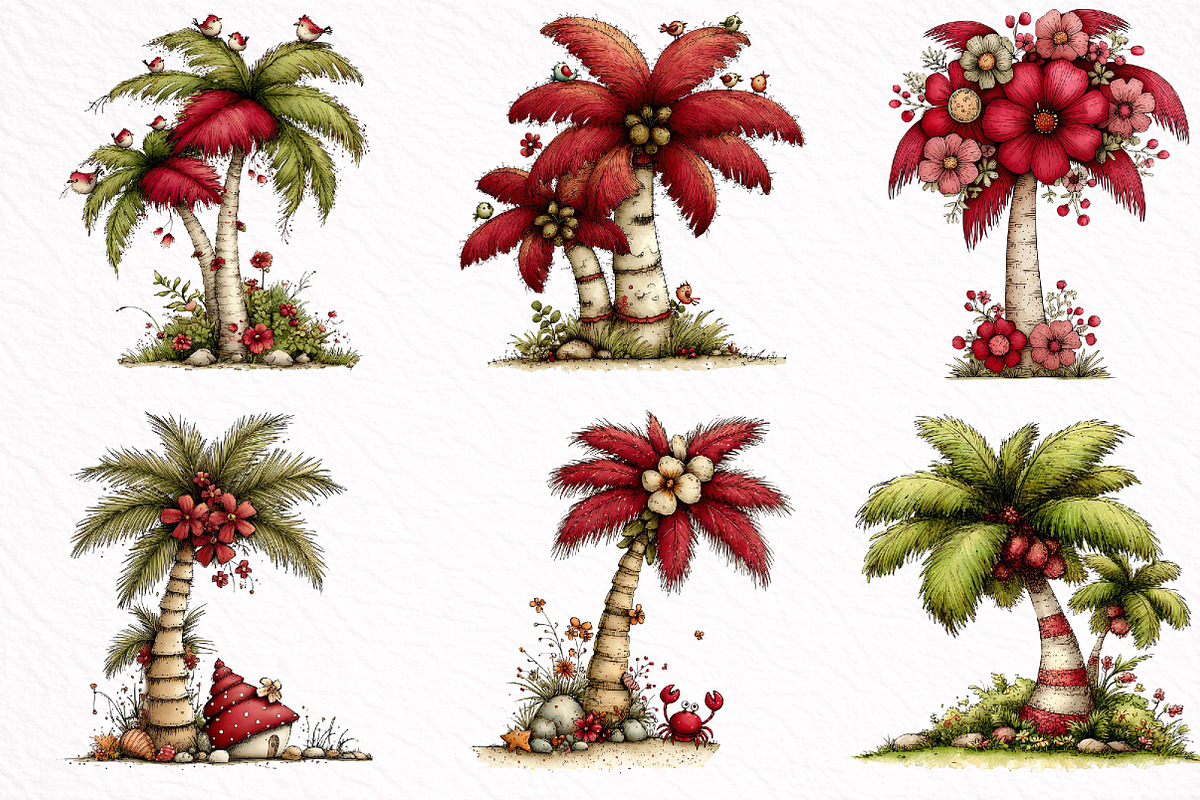 Palm Tree Watercolor Clipart, an Illustration by DreamArtGraphic (Photo 6 of 8)