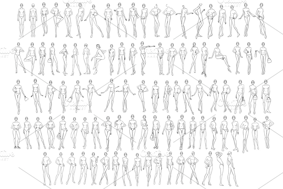 100 poses stamps Procreate, a Brush Add-On by byJuliaKors (Photo 2 of 2)
