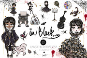 Gothic School Nerd Girl Clipart, a Seasonal Illustration by KaramfilaS (Thumbnail 1 of 10)