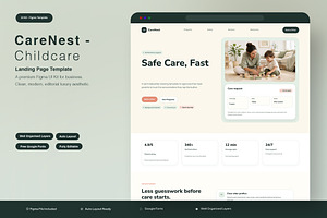 Childcare Landing Page, an UI Kit Template by Pitchlook.Studio
