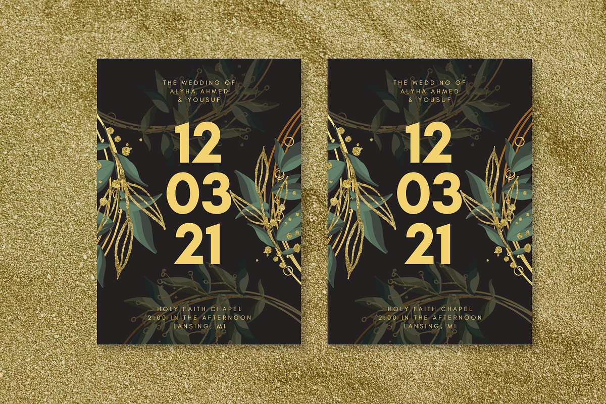 Black & Gold Invitation Design, an Invitation Template by Weddinginvitation by Fati