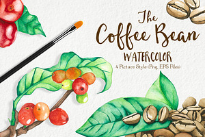 Watercolor Coffee Bean