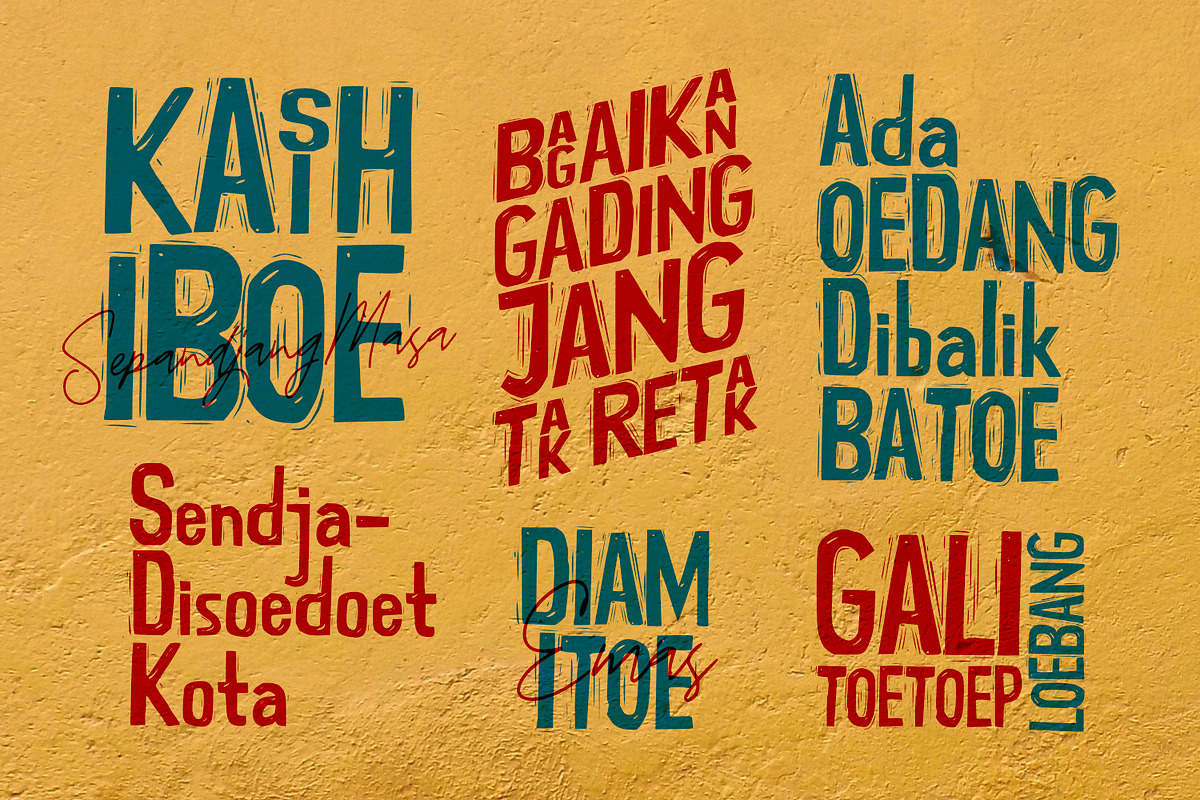 Tjoekil Kajoe - Vernacular Type, a Sans Serif Font by ikiiko (Photo 5 of 8)