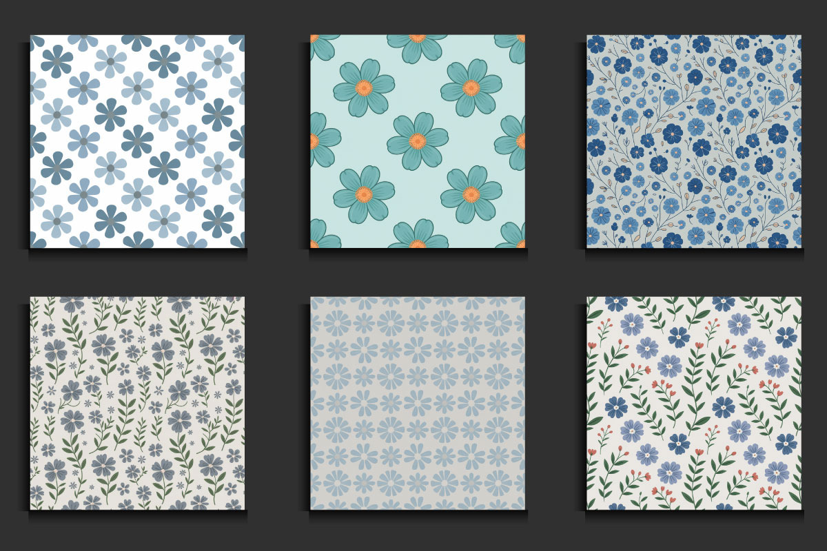 65 Preppy Blue Flowers Patterns, a Pattern Graphic by protabsorkar11 (Photo 2 of 4)