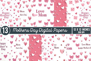 Mothers Day Digital Paper Mom Seamle