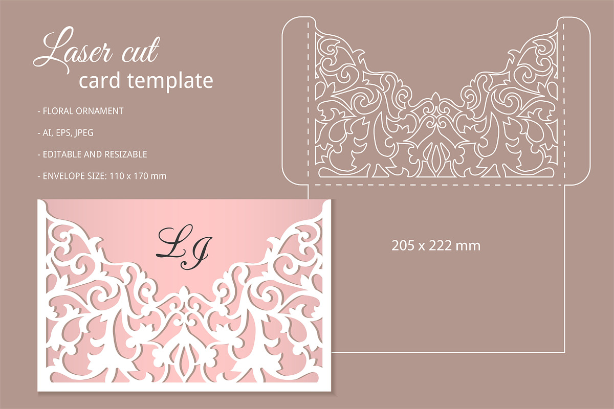 Laser cut invitation card template, an Invitation Template by MARIA KOLYADINA (Photo 1 of 3)