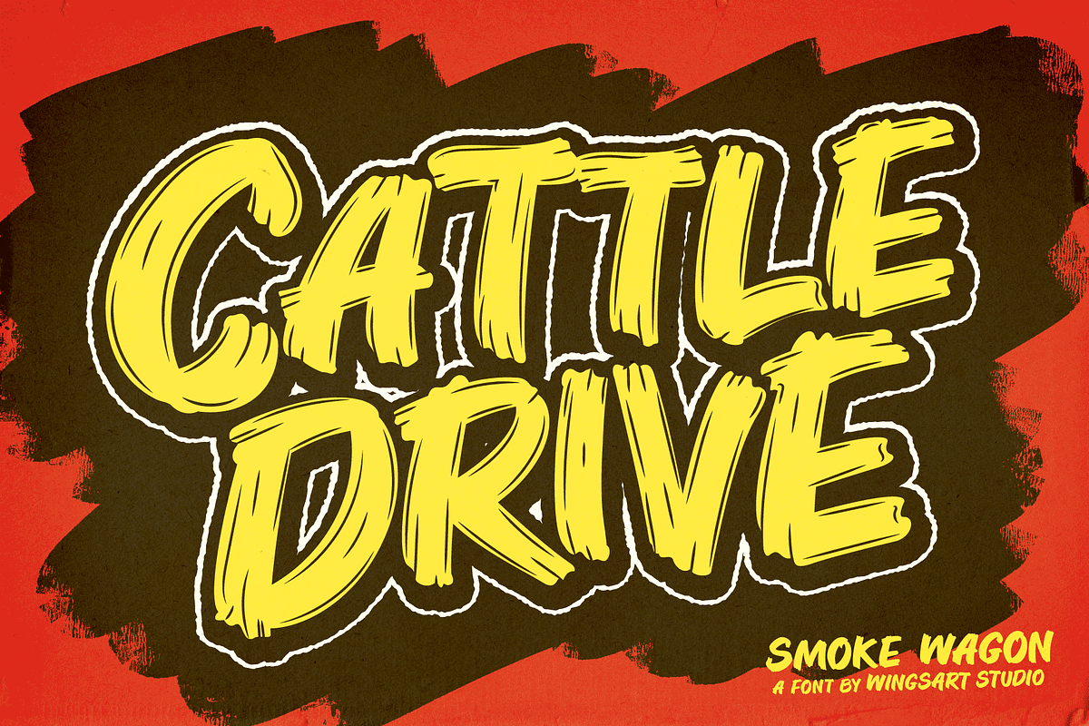 Smoke Wagon - A Western Brush Font, a Sans Serif Font by Wingsart Studio (Photo 6 of 15)