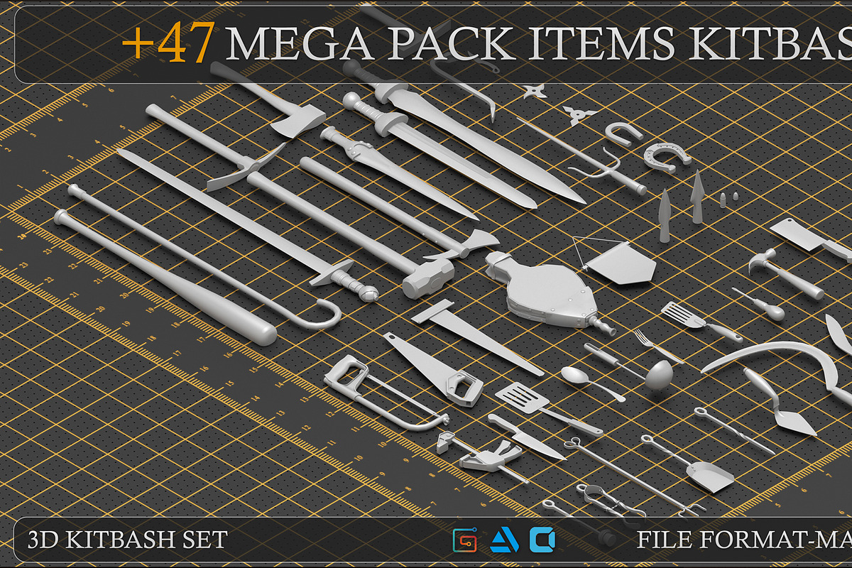 Mega pack items kitbash, an Object 3D Model by MohamedHussien1 (Photo 1 of 8)