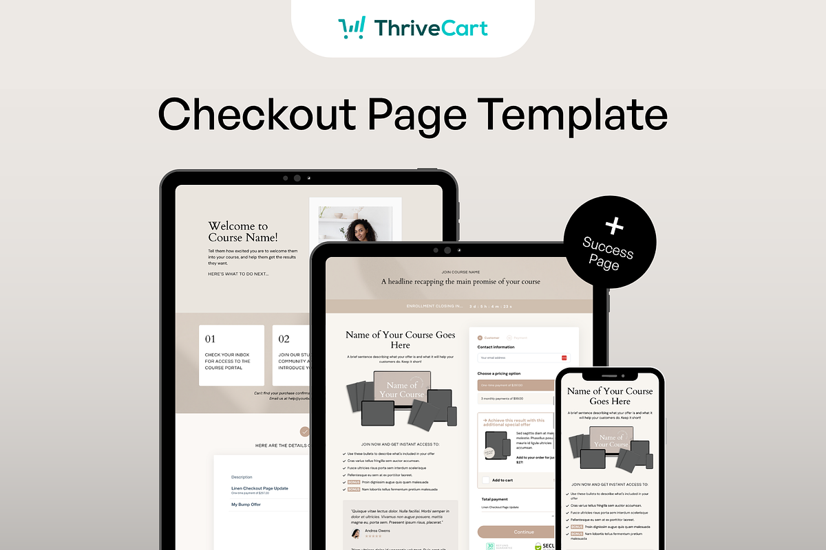 ThriveCart Checkout Template, a Landing Page Template by Pixel & Flow (Photo 1 of 8)