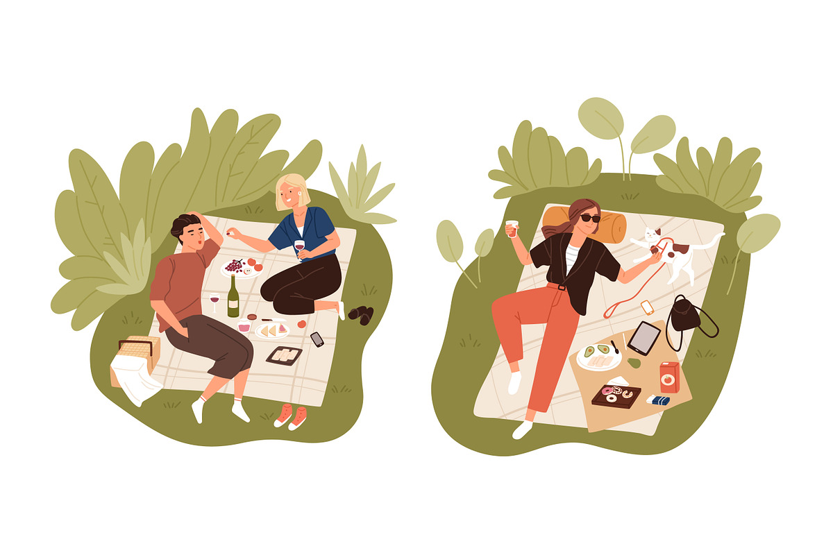 People having summer picnic set, a Person Illustration by Good Studio (Photo 2 of 6)