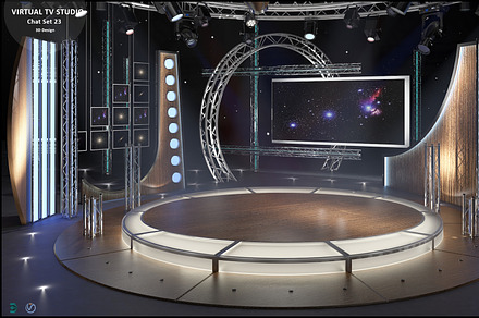 Virtual TV Studio Chat Set 23, a Scene 3D Model by akerStudio