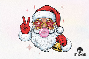 Retro Santa Blowing Bubble PNG, an Illustration by Dream Creation