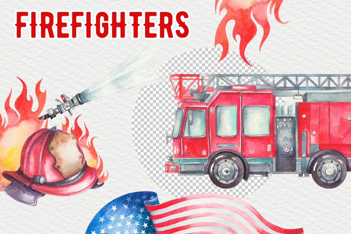Fire Truck Watercolor clipart, an Illustration by FITALARTSNEDIGI ...