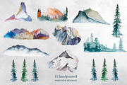 Hand Painted Mountains Clipart, an Illustration by ArtCreationsDesign (Thumbnail 2 of 3)