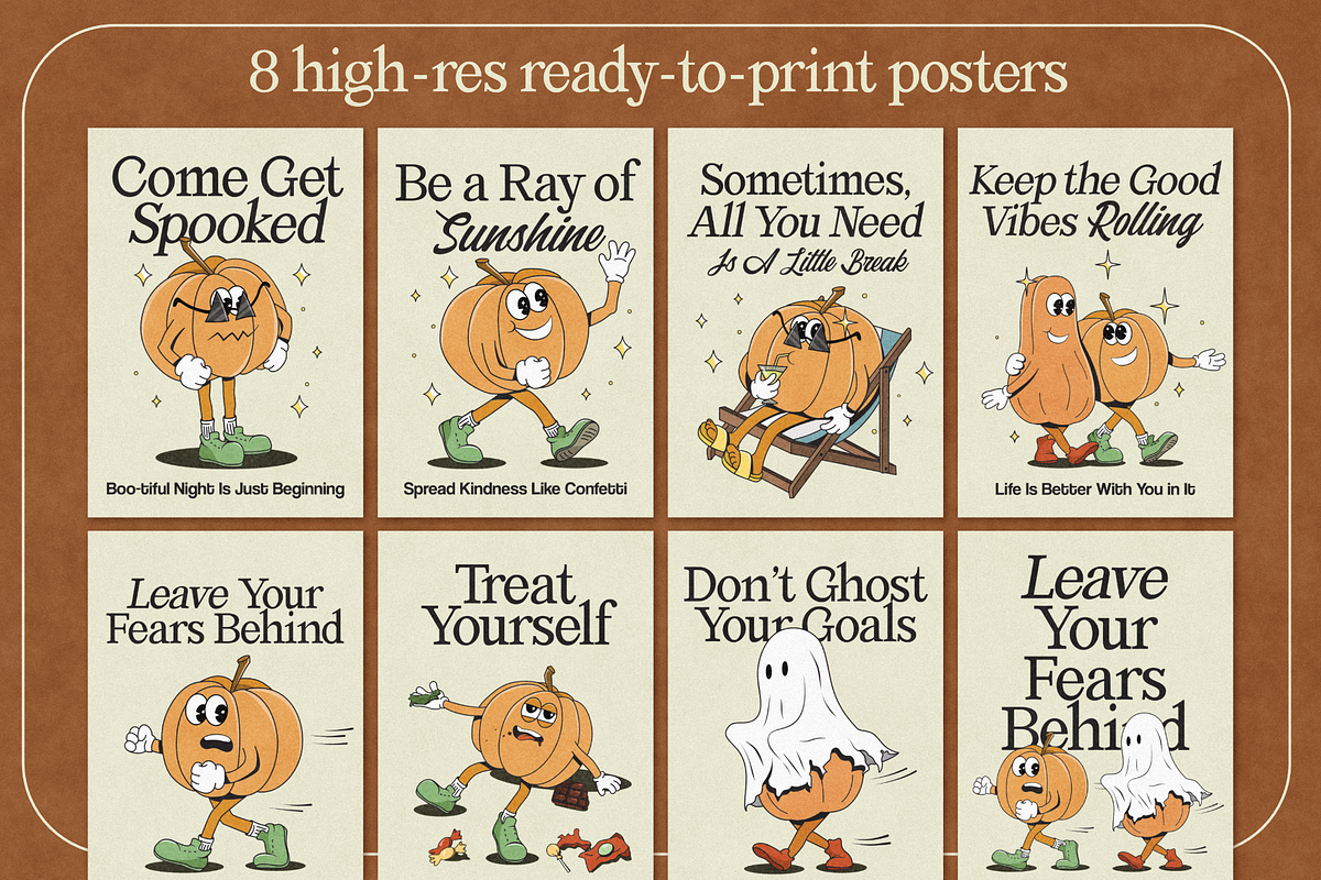 Cute Halloween Pumpkin Collection, a Decorative Illustration by Curiouss (Photo 2 of 7)