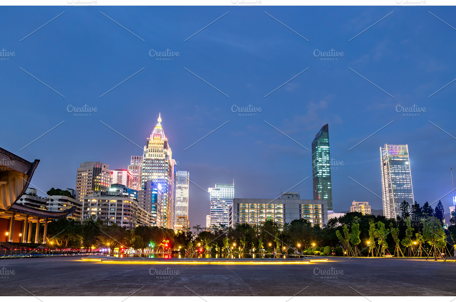 Modern skyline at dusk in Taipei, an Architecture Photo by Leonid Andronov