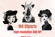 Whimsy Black White Collage Elements, an Object Graphic by GiraffeCreative (Thumbnail 4 of 9)