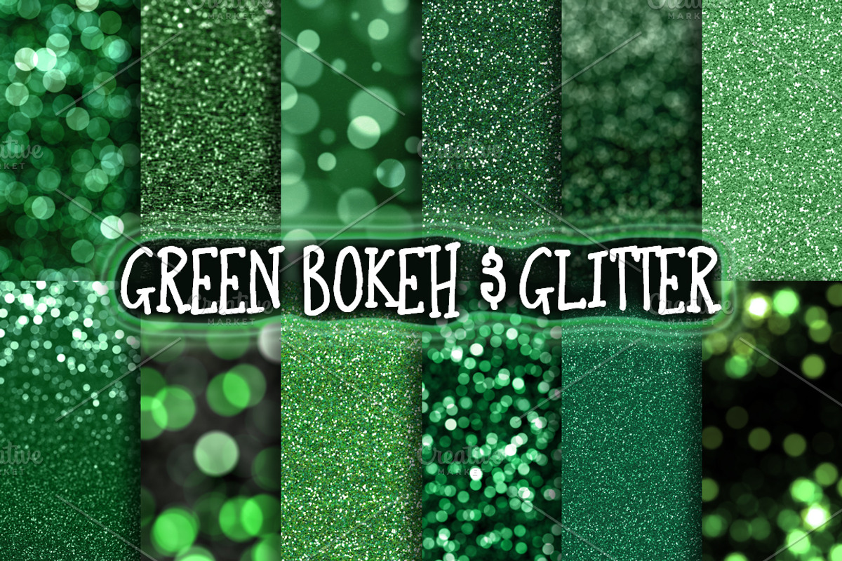 Green Glitter & Bokeh Backgrounds, a Texture Graphic by Paper Element (Photo 1 of 3)