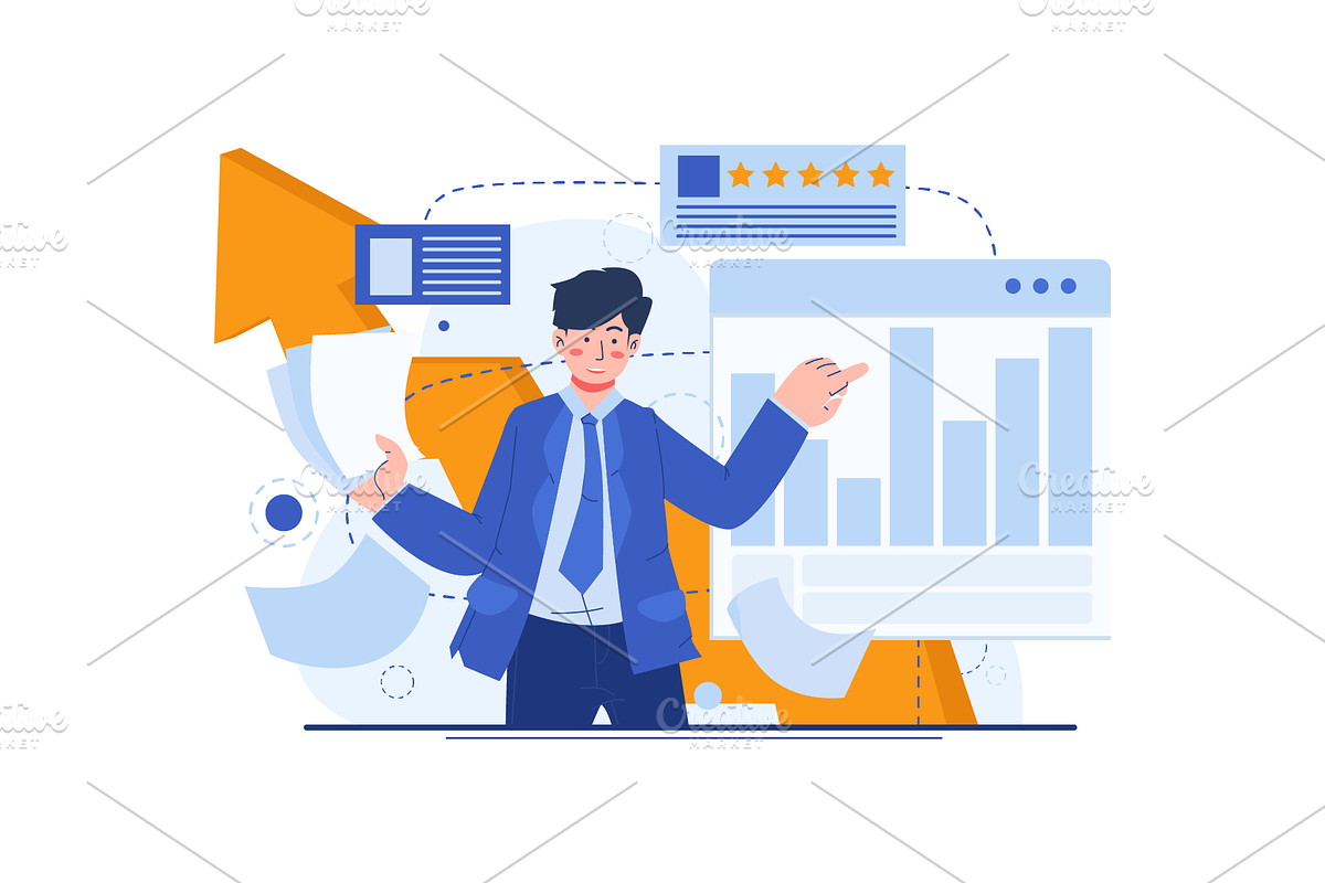 Businessman and Company Profits, a Person Illustration by Ahmad_Studio