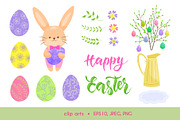 Happy Easter Clipart, Premade Cards, an Animal Illustration by Natali_Zhy (Thumbnail 3 of 3)