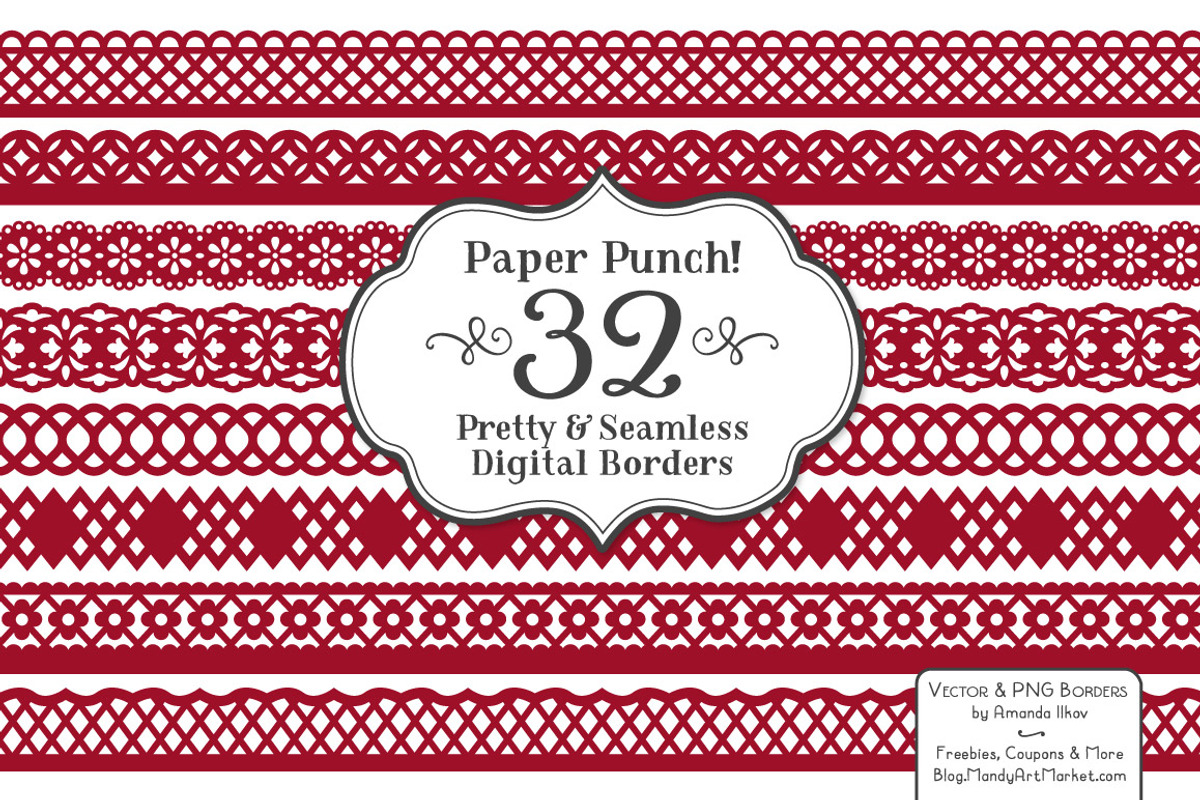 Ruby Red Lace Border Clipart, an Illustration by Amanda Ilkov (Photo 1 of 5)
