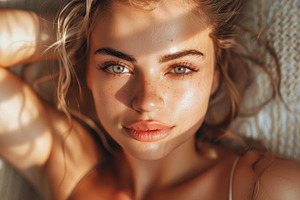 Natural beauty portrait of a young w, a Photo by Tanuart