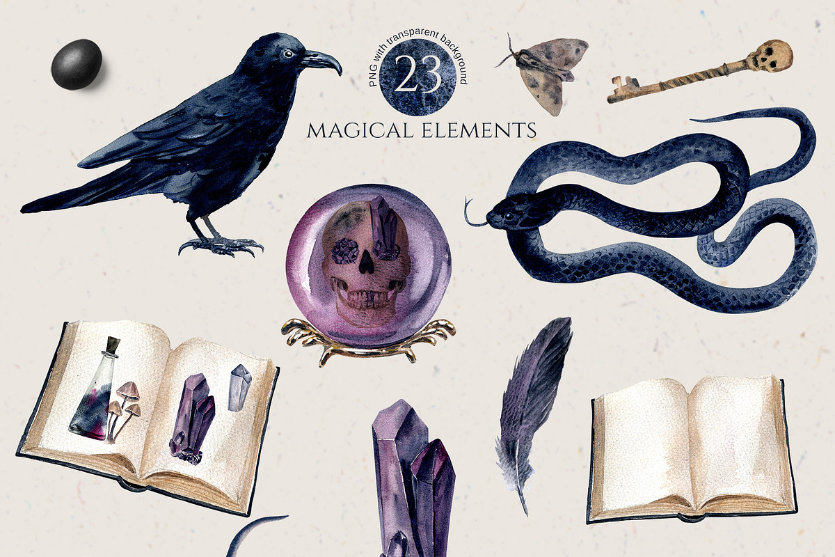 Gothic Halloween Watercolor Set, a Decorative Illustration by Elena Dorosh (Photo 5 of 19)