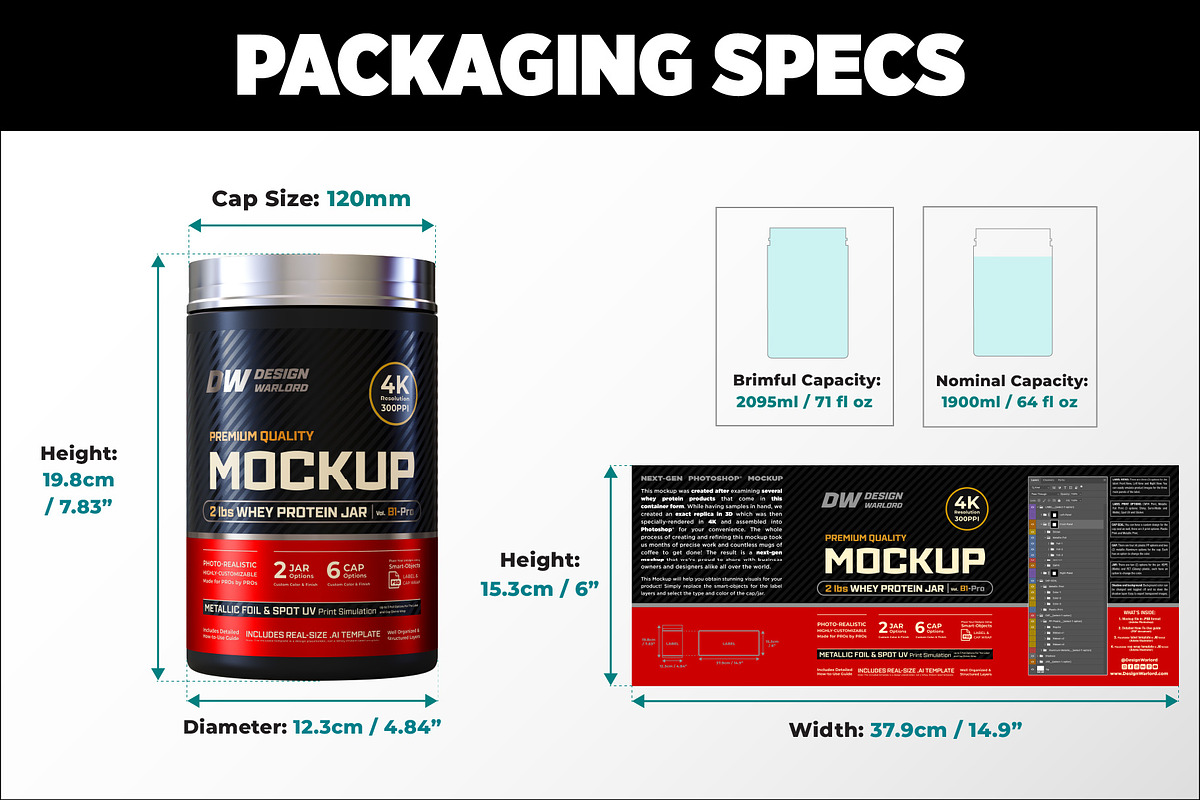 2lb Whey Protein Jar Mockup B1-Pro, a Packaging Mockup by Design Warlord (Photo 13 of 16)