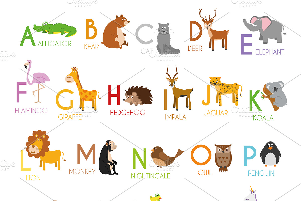 English animal alphabet Vector, an Animal Illustration by asantosg