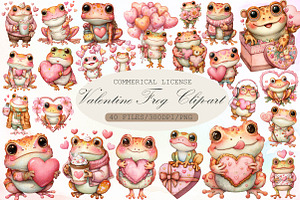 Whimsical Valentine Frog Clip-art, an Illustration by Sublimation Artist