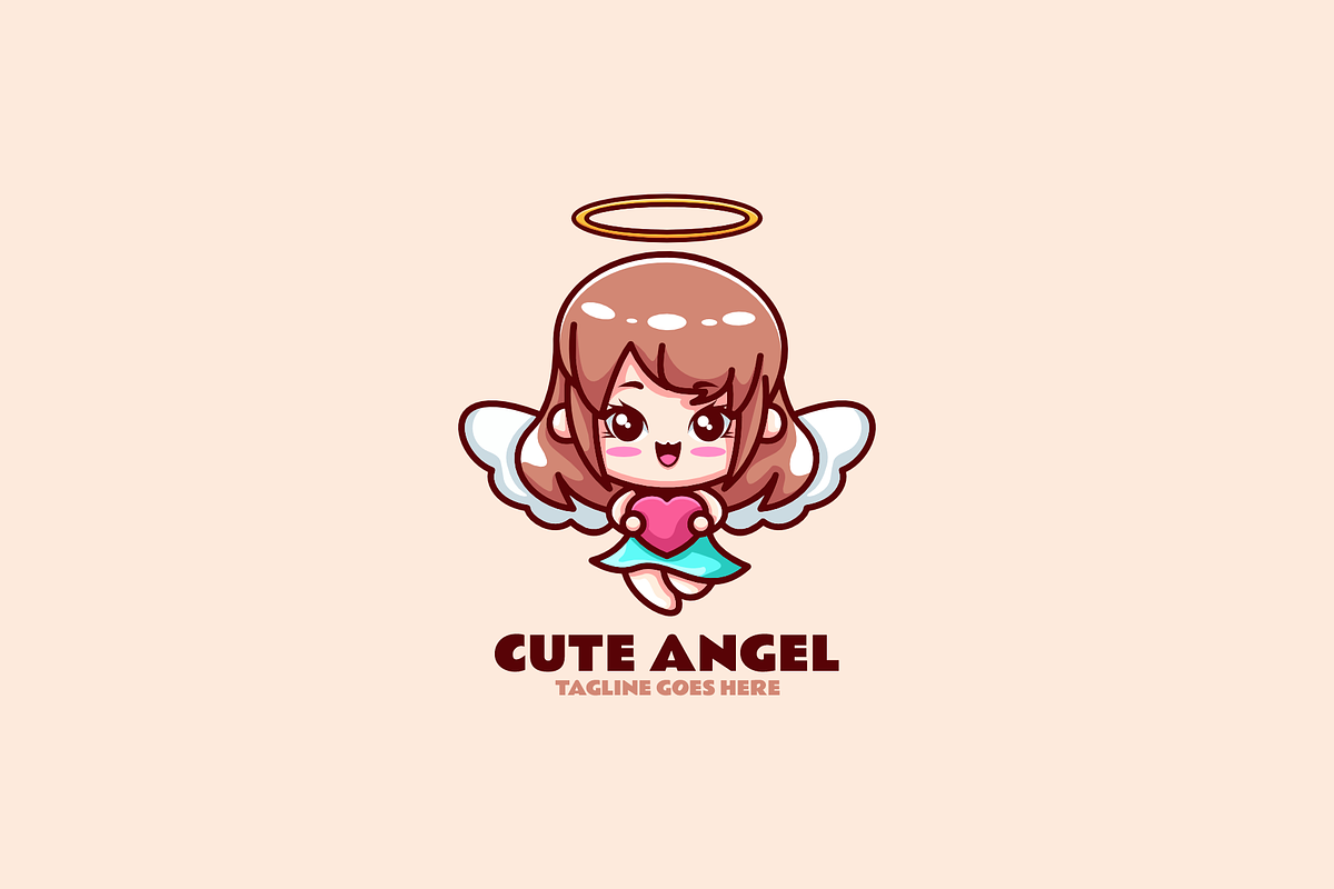 Cute Angel Mascot Cartoon Logo, a Branding & Logo Template by Artnivora.Std