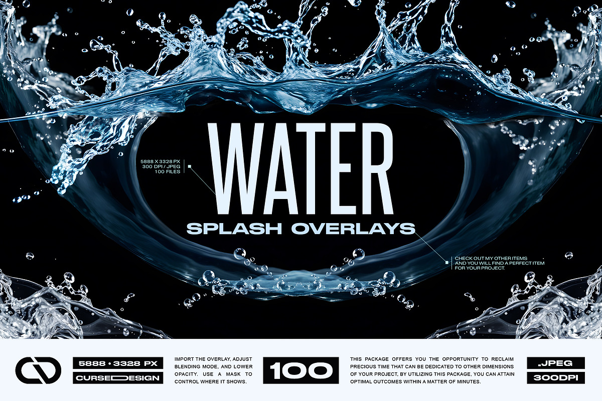 Water Splash Overlays, a Texture Graphic by Cursedesign (Photo 1 of 5)