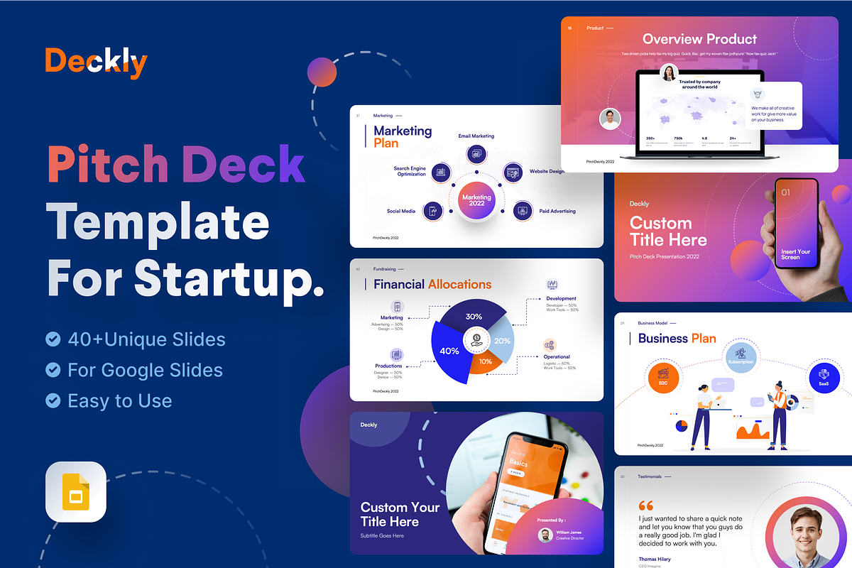 Deckly - Pitch Deck Google Slides, a Presentation Template by Illustraly Design (Photo 1 of 9)