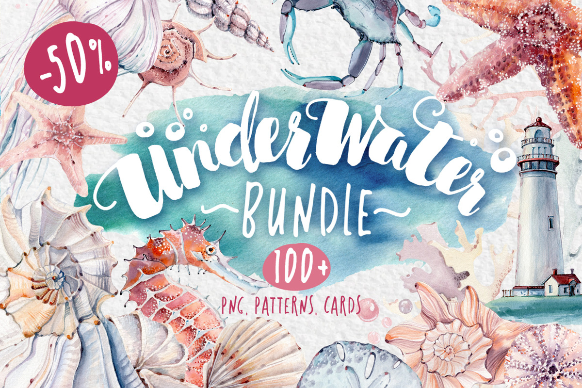 UNDERWATER BUNDLE 50%off, an Animal Illustration by Lemaris (Photo 1 of 5)